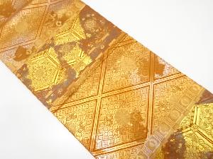 引箔　横段に華紋・花菱模様織り出し袋帯